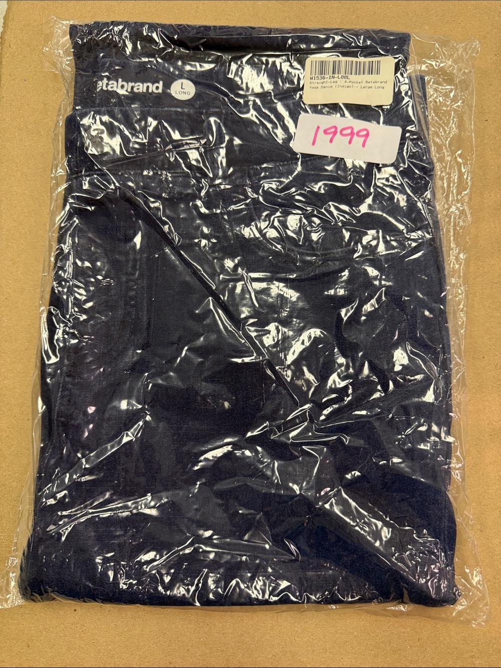 New Betabrand Indigo Straight 4 Pocket Yoga Denim Jeans Large Long Tall
